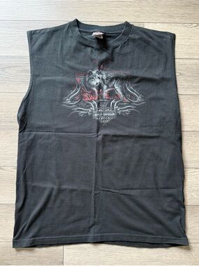 Vintage Harley Davidson Wolf Muscle Shirt XL Seaford Delaware